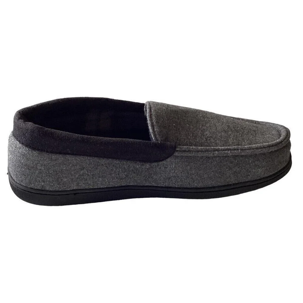 Van Heusen Men's Bert Mens L 10-11 Microsuede Fleece Lined Slippers Vegan Gray